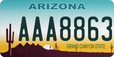 AZ license plate AAA8863