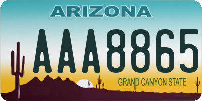 AZ license plate AAA8865