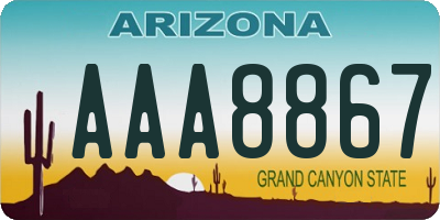 AZ license plate AAA8867