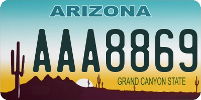 AZ license plate AAA8869