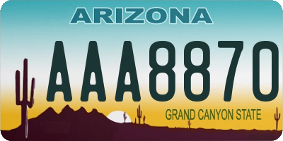 AZ license plate AAA8870