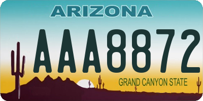 AZ license plate AAA8872