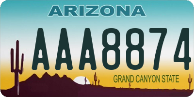 AZ license plate AAA8874