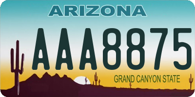 AZ license plate AAA8875