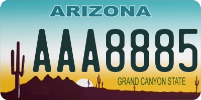 AZ license plate AAA8885