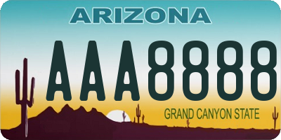 AZ license plate AAA8888