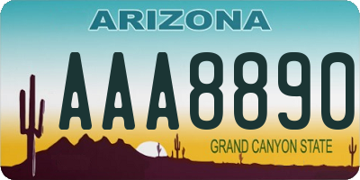 AZ license plate AAA8890
