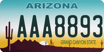 AZ license plate AAA8893