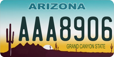 AZ license plate AAA8906