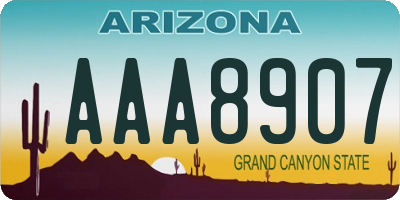 AZ license plate AAA8907