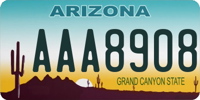 AZ license plate AAA8908