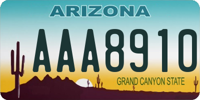 AZ license plate AAA8910