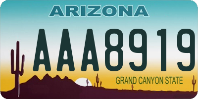 AZ license plate AAA8919