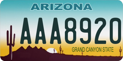 AZ license plate AAA8920