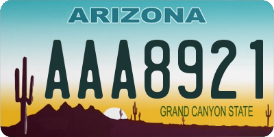 AZ license plate AAA8921