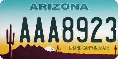 AZ license plate AAA8923
