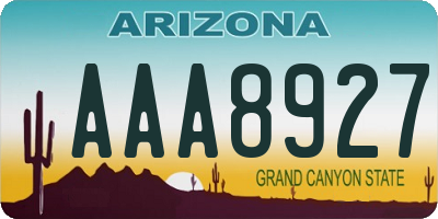 AZ license plate AAA8927