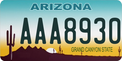 AZ license plate AAA8930