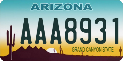 AZ license plate AAA8931