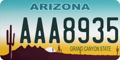 AZ license plate AAA8935