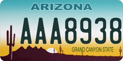 AZ license plate AAA8938