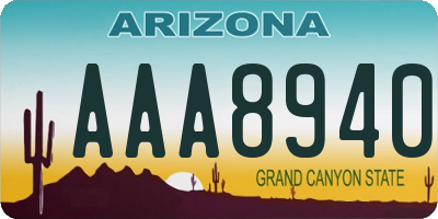 AZ license plate AAA8940