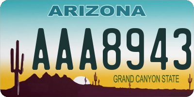 AZ license plate AAA8943