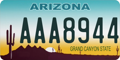 AZ license plate AAA8944