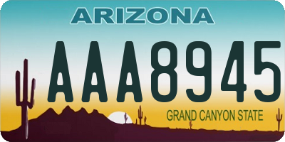 AZ license plate AAA8945