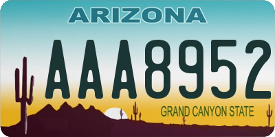 AZ license plate AAA8952