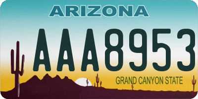 AZ license plate AAA8953