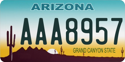 AZ license plate AAA8957