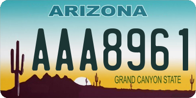 AZ license plate AAA8961