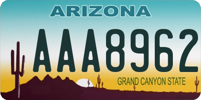 AZ license plate AAA8962