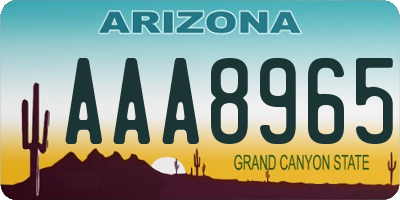 AZ license plate AAA8965