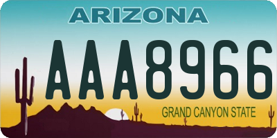 AZ license plate AAA8966
