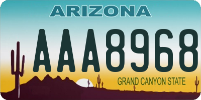 AZ license plate AAA8968