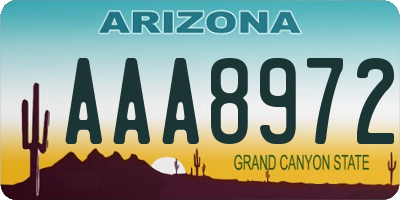 AZ license plate AAA8972