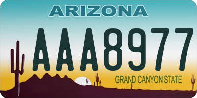 AZ license plate AAA8977