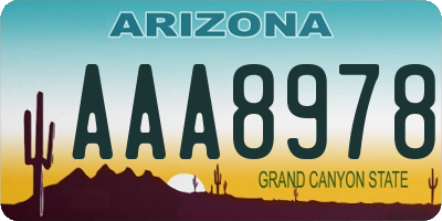 AZ license plate AAA8978