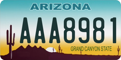 AZ license plate AAA8981