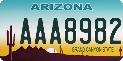 AZ license plate AAA8982