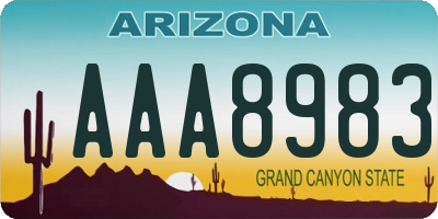 AZ license plate AAA8983
