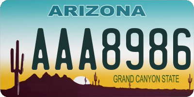 AZ license plate AAA8986