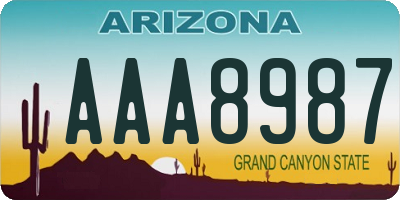 AZ license plate AAA8987