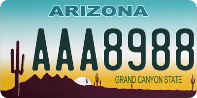 AZ license plate AAA8988