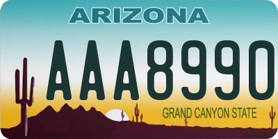 AZ license plate AAA8990