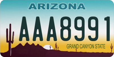 AZ license plate AAA8991