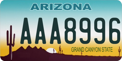 AZ license plate AAA8996