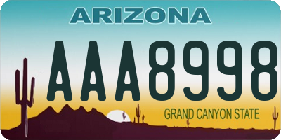 AZ license plate AAA8998